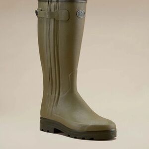 Women’s  Le Chameau Sherpa Wool Lined Rainboot in Olive Green Hunting Boot